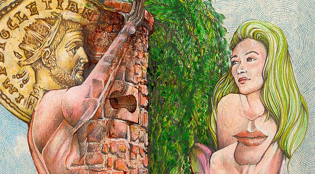 Historischer Dreiklang an der Stadtmauer in Trier